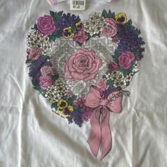 Vintage 90s Polo Shirt floral heart Women’s size Medium NWT Filene’s white pink
