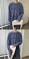 Men’s Distressed Long Sleeve T-Shirt Harajuku Aesthetic Ripped Pullover Top