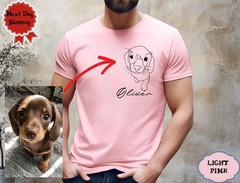 Custom Pet Portrait Outline Photo Comfort Tee Shirt Personalized Dog Cat