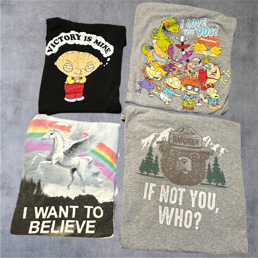 Mixed Brand Graphic T-Shirt Bundle Mens 3XL Multicolor Good Pop Culture Lot 4pc