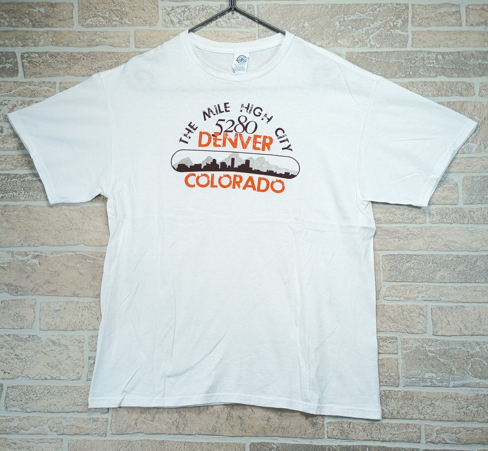 Vintage Denver Colorado Shirt XL The Mile High City 5280 Skyline Logo Souvenir