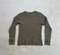 RRL Ralph Lauren Shirt Mens Medium Olive Green Waffle Knit Thermal Long Sleeve