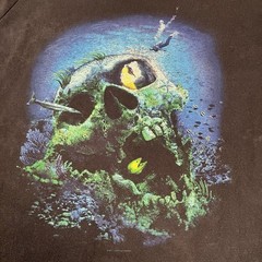 Vintage Skull Shirt Men’s 2xl Xxl Black 90s Y2K Faded Skater Grunge Emo Aquatic