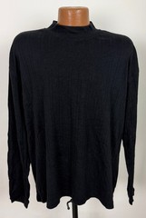 Vintage Ribbed Mock Neck Shirt Men XL Stretchy Minimal Preppy Black Rayon Cotton
