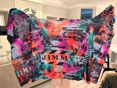 VINTAGE JIMMY”Z LARGE PIECE OF RAYON/POLYESTER FABRIC FOR STYLE ACCENT/THROW