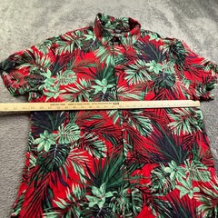 COOFANDY Men’s XL Hawaiian Button Up Shirt Red Green Tropical Floral Palm