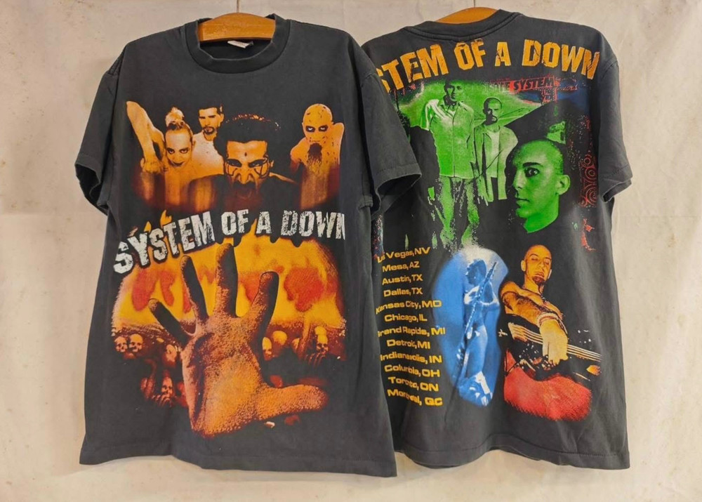 System Of A Down Band Vintage AOP 90s Metal XL Single Stitch T-Shirt REPRINT