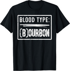 My Blood Type is Bourbon Retro Funny Drinking Humor T-Shirt
