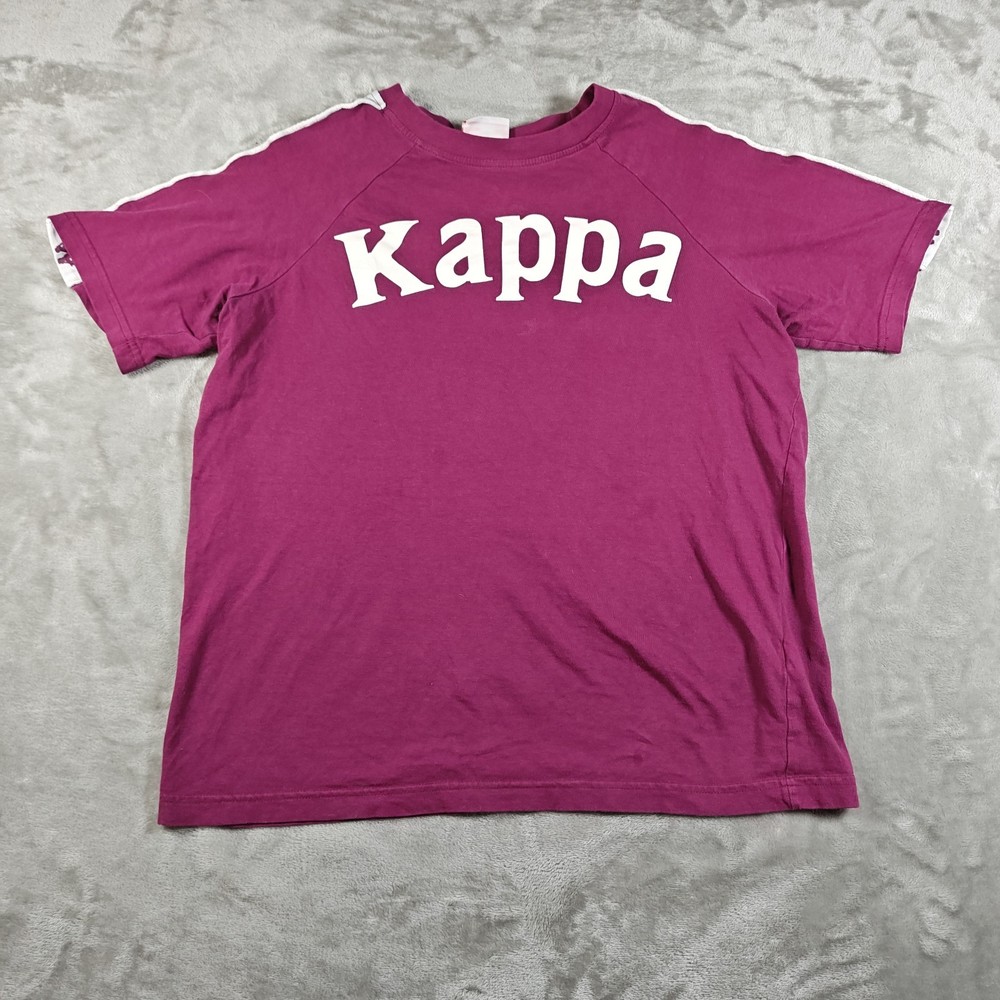 Kappa Shirt Mens Small Red Tape Logo Sportswear Jersey Italy Spell Out Soccer
