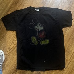 Disney Parks Authentic Original Mens Shirt Large Black Mickey Mouse Distressed