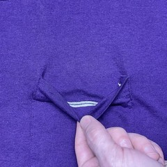 SEE PHOTOS – VTG 80s Fruit of the Loom Pocket Shirt Large Purple Single Stitch