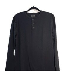 New Cuts Clothing Split Hem Long Sleeve Henley T-Shirt Men Size M Stretch Black