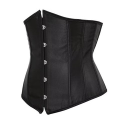 Black Corset Underbust Lace up Boned Brocade Waist Training Plus Size XS