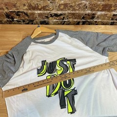 Nike Just Do it Gray White 3/4 Sleeve Baseball T-Shirt Graphic Mens 2XL