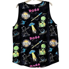 Fresh Laundry Men’s XL Tank Top Muscle Shirt UFO’s Fresh Boss Aliens