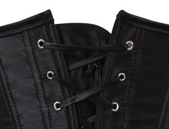 Black Corset Underbust Lace up Boned Brocade Waist Training Plus Size XS