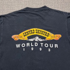 Vintage 90s 1993 Lynyrd Skynyrd World Tour T Shirt Mens Black Rock Band Large