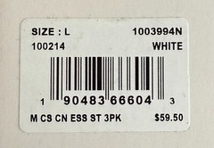 Tommy John 1003994N Crew Neck 3 Pk Cool Cotton Stretch White Shirt (New in Box)