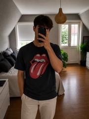 Tongue And Lips Rolling Stones T-Shirt Black Size L