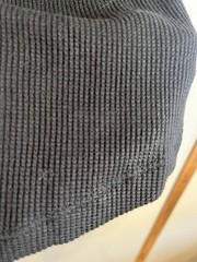 Neutral Waffle Knit Henley Black L Y2K Retro Minimalist Western Preppy Classic