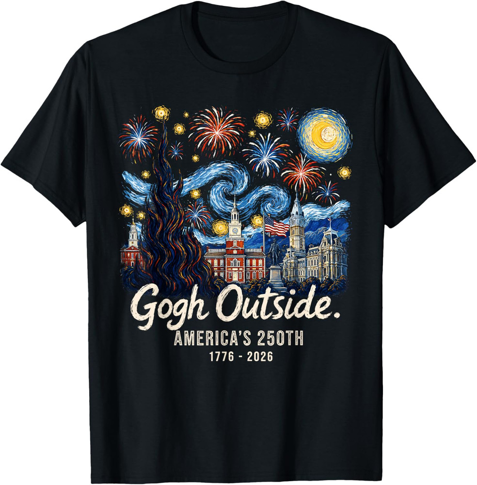 Gogh Outside America’s 250th 1776 2026 Starry Night USA Unisex T-Shirt
