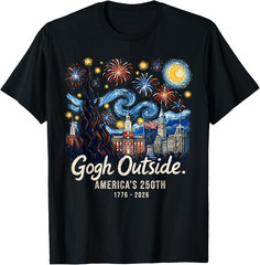Gogh Outside America’s 250th 1776 2026 Starry Night USA Unisex T-Shirt