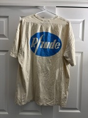 RHUDE Men’s Horse Logo Graphic Print T-Shirt Beige Knit Crew Neck Short XL