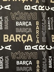 Barca FC Barcelona Mens Polyester Tshirt Sz L Black All Over Print Soccer Futbol