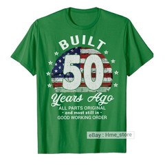 Funny 50th Birthday USA Flag T-Shirt Built 50 Years Old Ago Bday Tee Vintage Men
