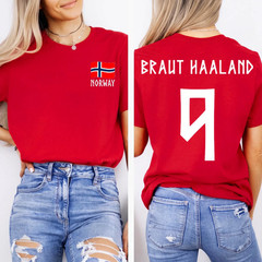 Erling Haaland 9 Norway Soccer Shirt Retro Game Day Unisex Tee