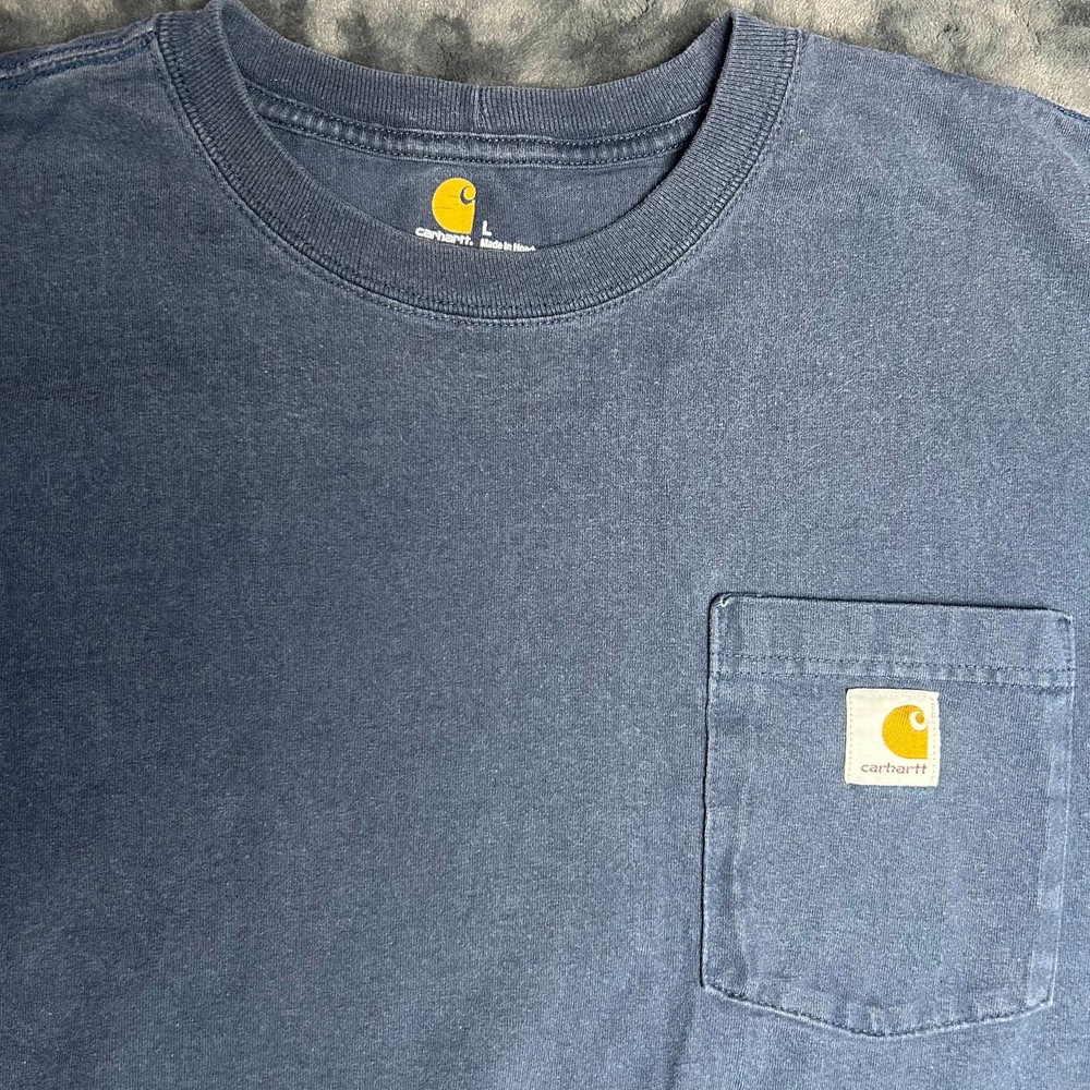 Carhartt K87-Nvy Original Fit Pocket T-Shirt L Faded Navy Blue