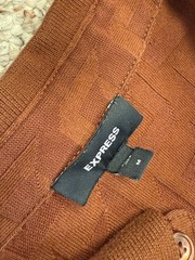 Express T Shirt Mens Medium Red Rust Orange Short Sleeve Ribbed Checkered