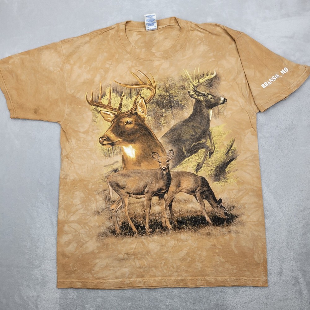 Vintage Branson Shirt Men Large Tie Dyed Missouri Deer Buck Hunting Hunter Adult