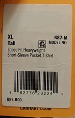 Carhartt Men Brown Front Pocket Loose Fit Short Sleeve TShirt Size XL Tall K87-M