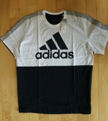 NWT ADIDAS Big & Tall Men’s 3 Stripe Colorblock T-Shirt Navy Blue Gray
