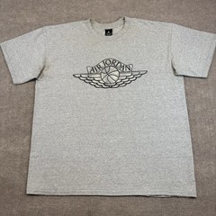 Vintage 2001 NIKE AIR JORDAN 1 WINGS CO.JP JAPAN METALLIC SILVER GRAY T SHIRT L