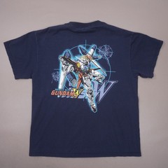 Vintage Y2K Mobile Suit Gundam Wing T Shirt Mens Large Navy Blue Wing Zero SOTSU