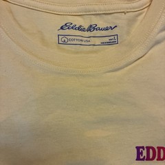 Eddie Bauer ~ Men’s Size L Yellow / Rainbow Logo Graphic Short Sleeve T-Shirt