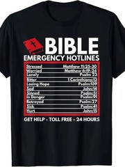Bible Emergency Numbers – Funny Christian Bible & Jesus T-Shirt-100% Cotton