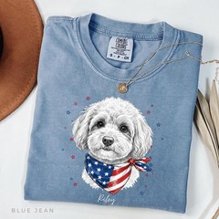 Custom Pet Portrait Patriotic Dog Shirt 4th of July American Flag Dog Tee Dog Lo