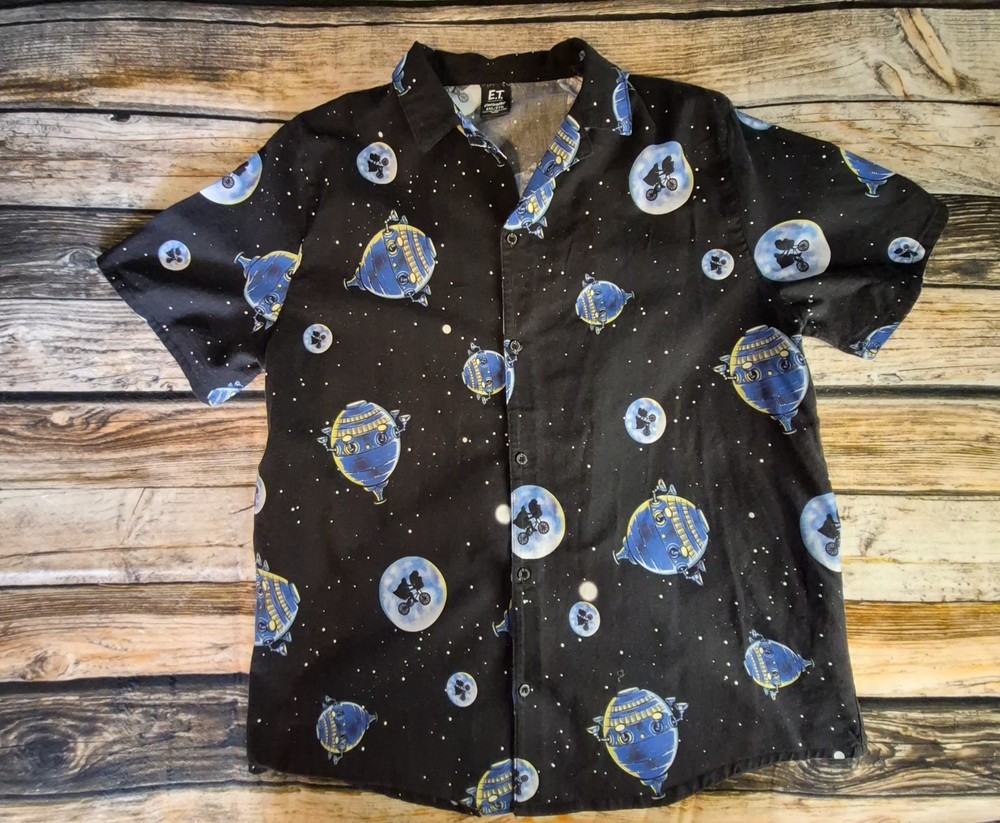 ET Universal Studios Button Up Extra Terrestrial Collared Steven Spielberg 2XL