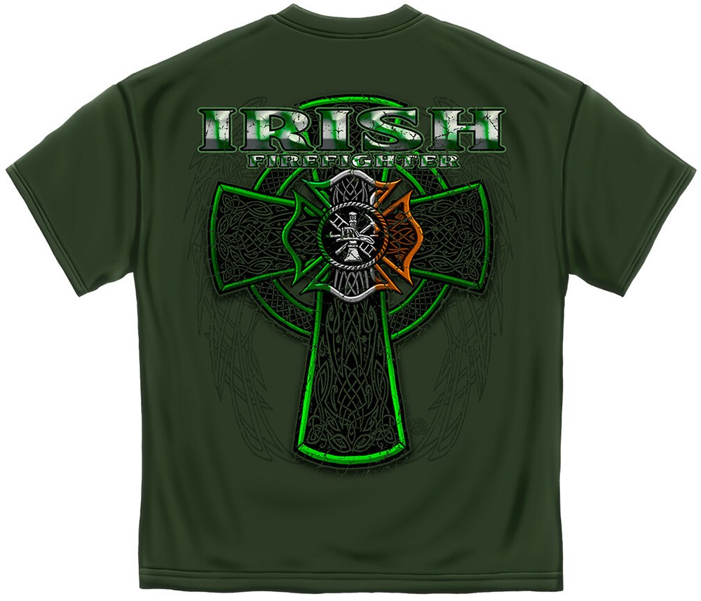 FIREFIGHTER IRISH GREEN FOIL T-Shirt – PreShrunk Cotton – 6 Sizes