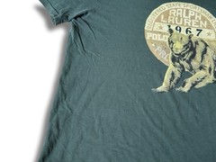 POLO RALPH LAUREN Mens XL Green Sportsman License Grizzly Bear Logo T-Shirt