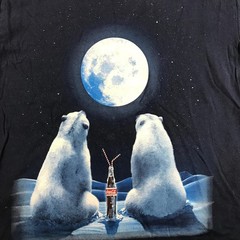 Coca-Cola Shirt Mens Medium Blue Polar Bear Moon Coke Bottle Graphic Tee