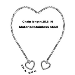 Stainless Steel Heart Lariat Necklace for 26 Inch Fully Adjustable Y Shaped C…