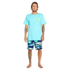 Volcom Men’s Viz Fray Short Sleeve Tee Cyan Blue MEDIUM