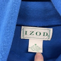 VINTAGE Izod T Shirt Men Medium Blue Turtle Neck Base Layer Casual Fleece 90s