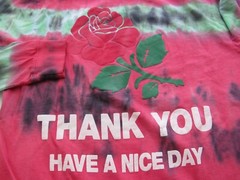 Chinatown Market THANK YOU Crewneck L/S T-Shirt Size Med Pink Green Tie Dye