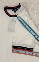 MEN’S BEN SHERMAN WHITE T-SHIRT SIZE M STRIPE COLLAR POCKET COTTON STRETCH TEE.