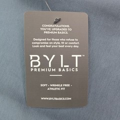 BYLT Drop Cut Lux Pocket Tee Mens XL Blue Short Sleeve Athletic Fit Curved Hem